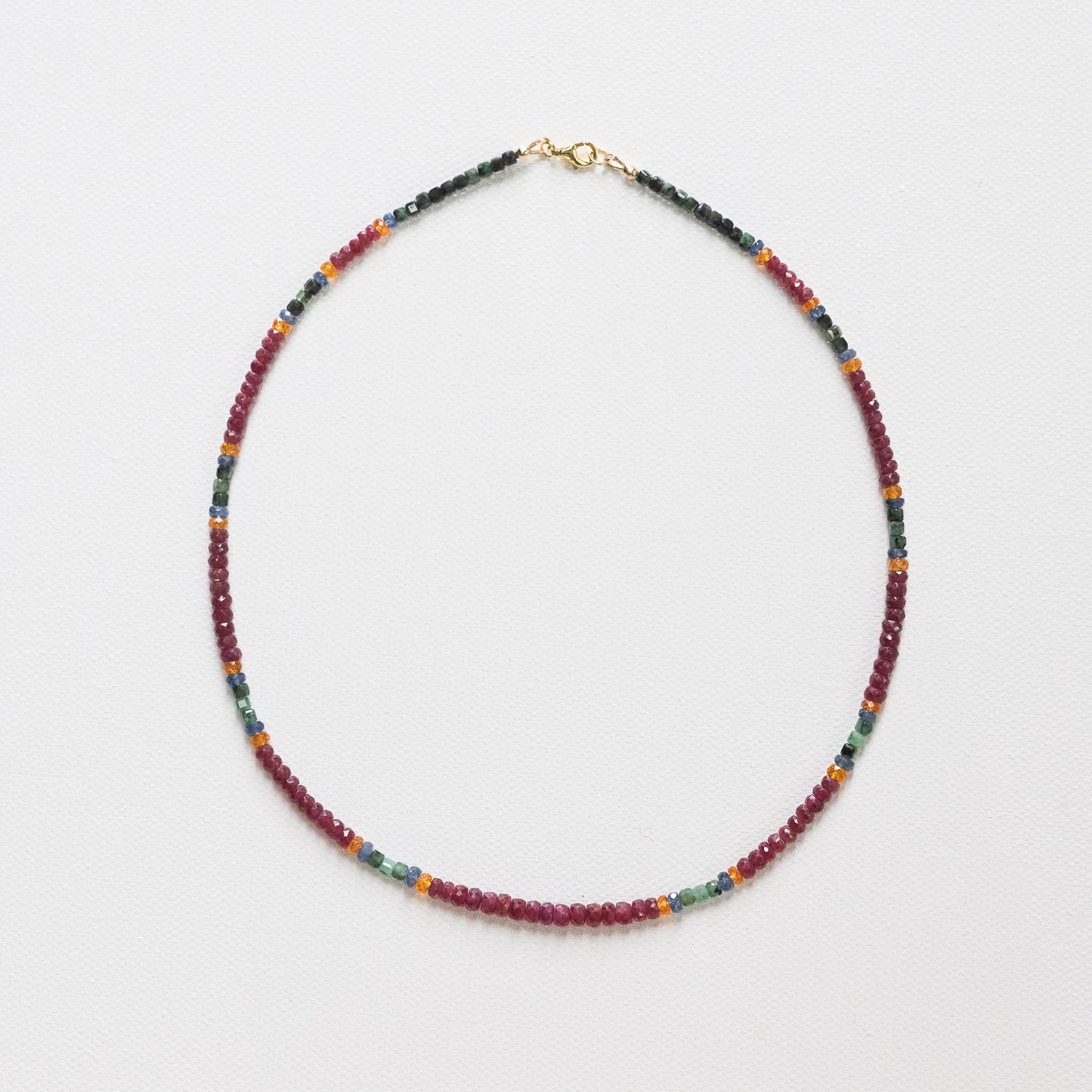 Blue Sapphire, Emerald, Ruby & Spessartite Garnet Necklace