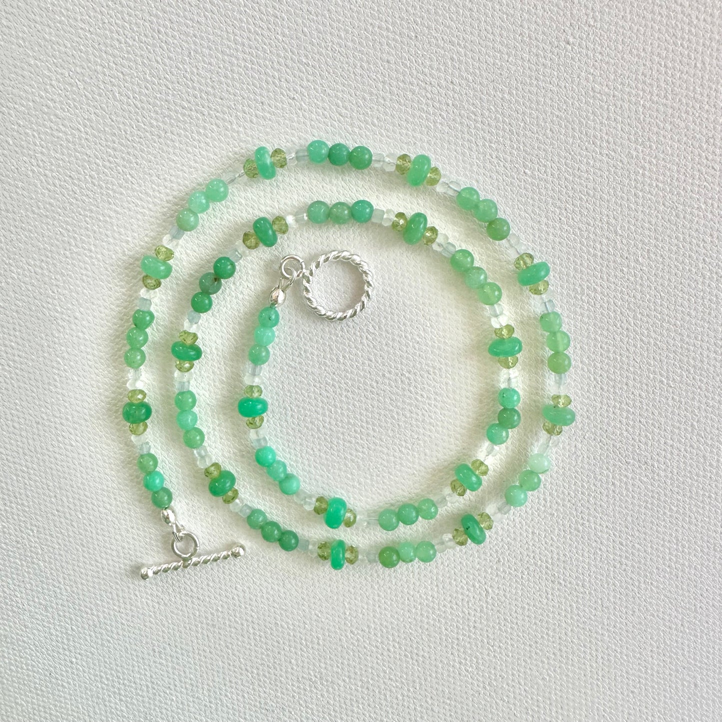 Aquamarine, Chrysoprase, Moonstone & Peridot Lariat