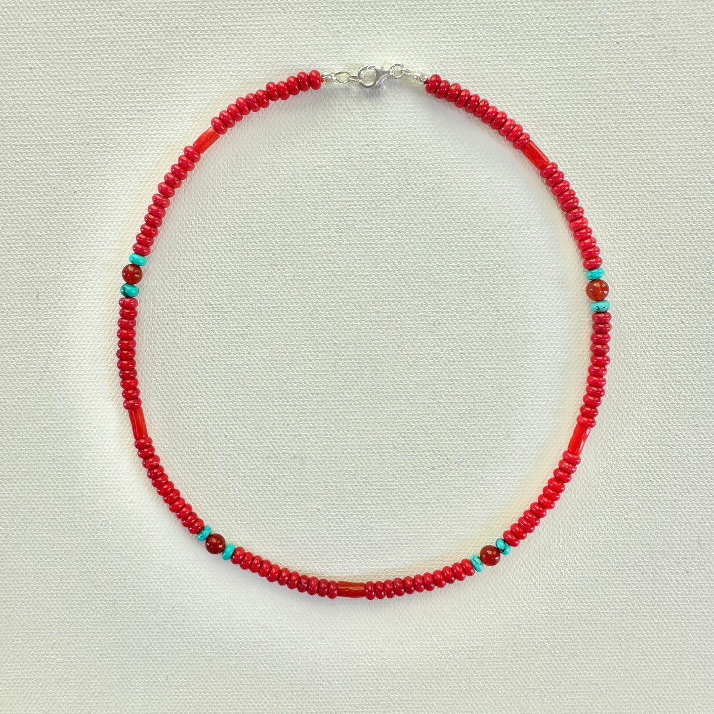 Carnelian, Mediterranean Red Coral & Turquoise Necklace