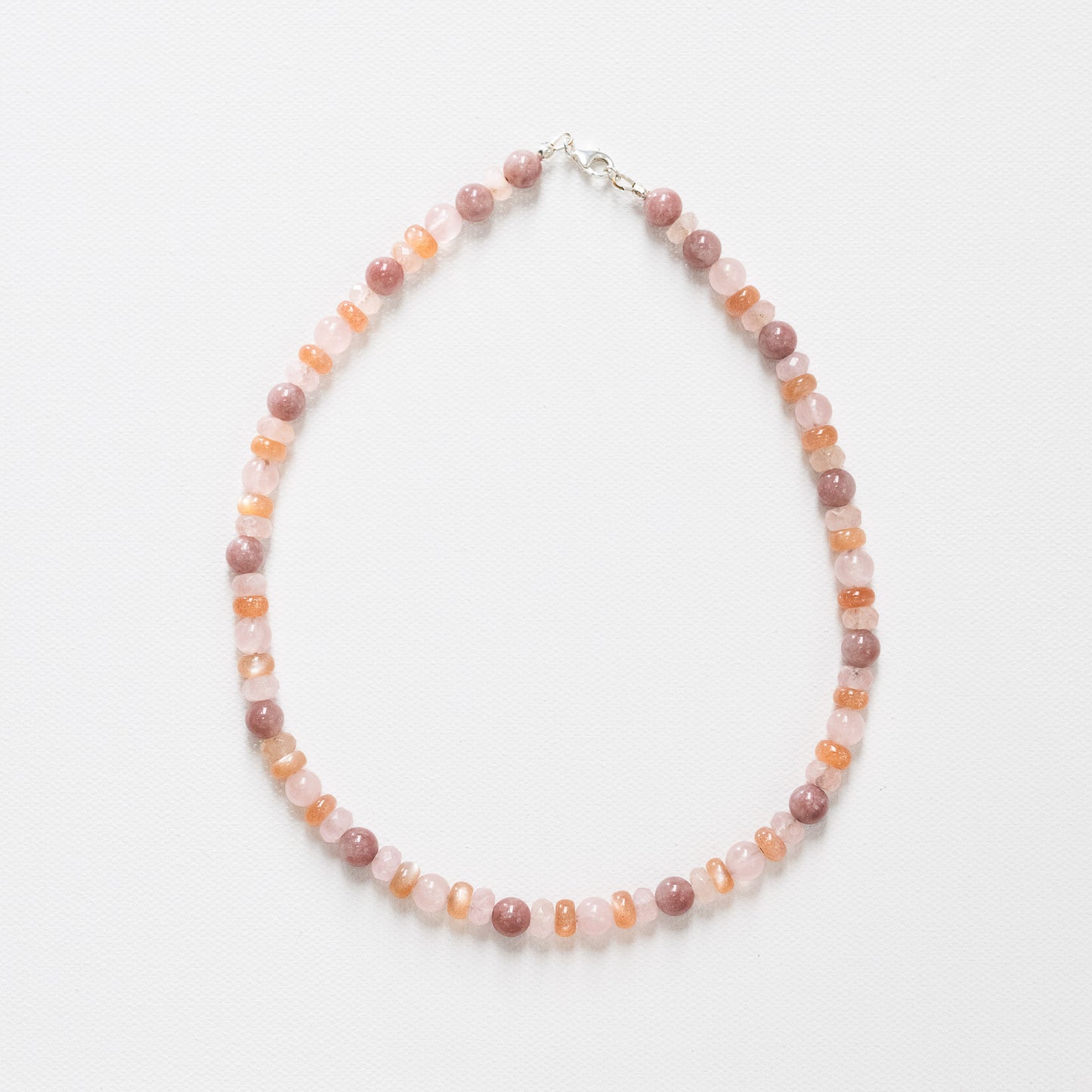 Morganite, Peach Moonstone, Rose Quartz & Strawberry Quartz Necklace