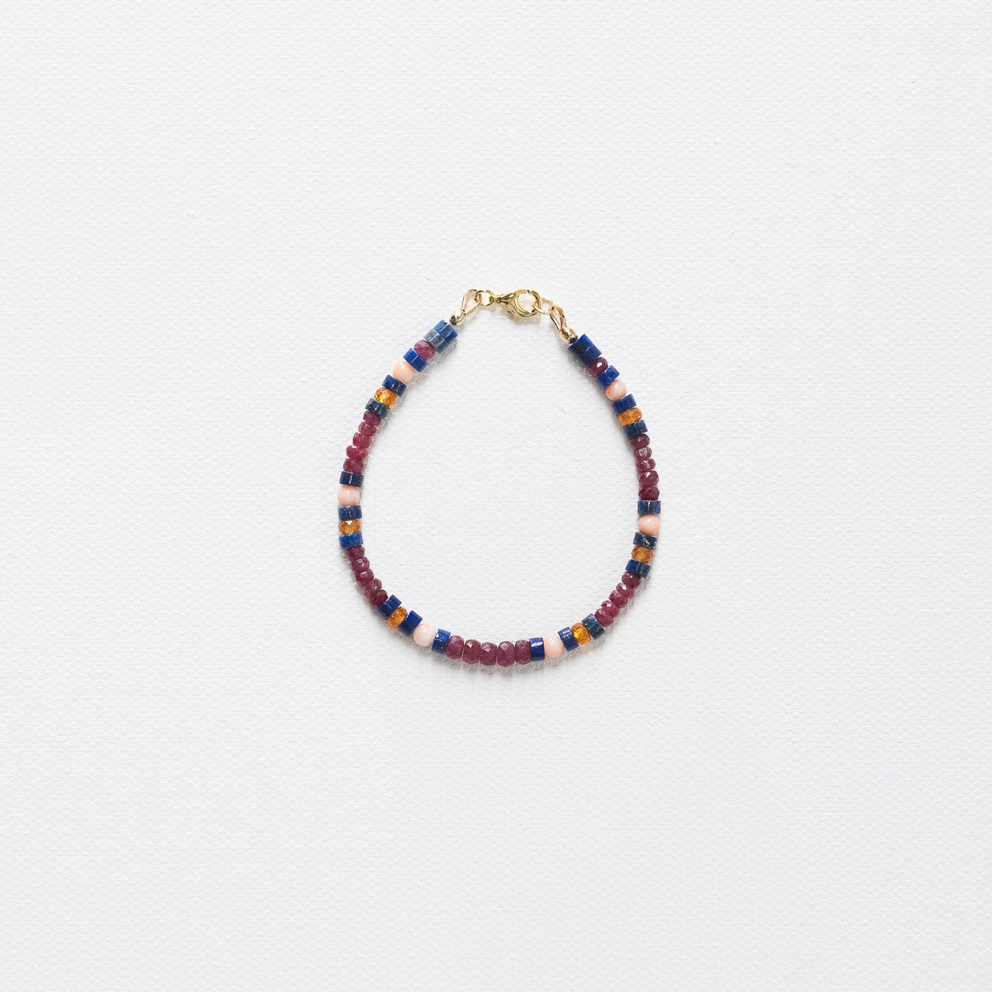 Coral, Lapis Lazuli, Ruby & Spessartite Garnet Bracelet