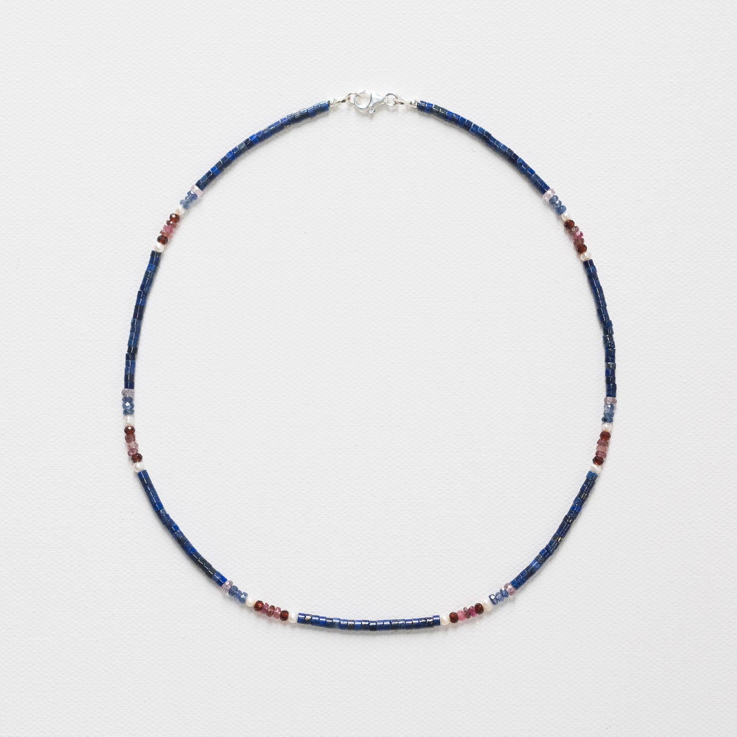 Blue Sapphire, Garnet, Lapis Lazuli, Pearl, Pink Tourmaline & Spinel Necklace