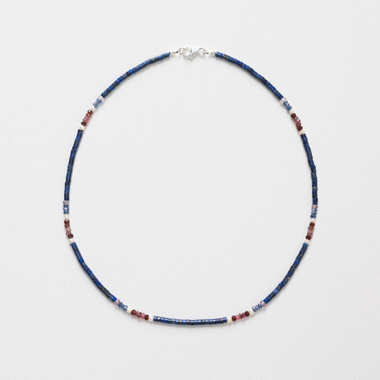 Blue Sapphire, Garnet, Lapis Lazuli, Pearl, Pink Tourmaline & Spinel Necklace