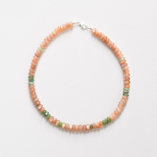 Chrysoprase, Labradorite & Peach Moonstone Necklace